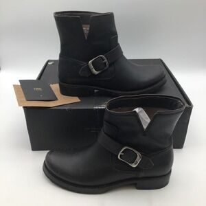 Frye Veronica Bootie Black Distressed Leather Ankle Boots Womens Size 7.5 M NEW